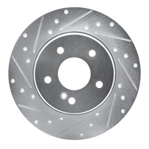 Mercedes-Benz E320 Brake Rotor (1) - Rear Left - R1 Concepts - Drilled & Slotted - Silver - `98-`03